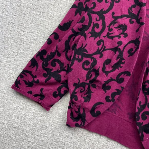 Sharagano Studio Cropped Bolero Cardigan Wom XL Baroque Damask Pink Floral AOP - Picture 2 of 14